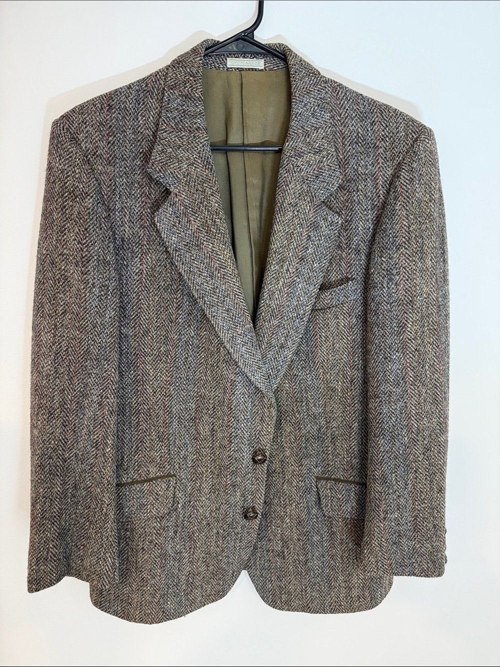 Classic Men's Herringbone Wool Blazer - Gray Taupe